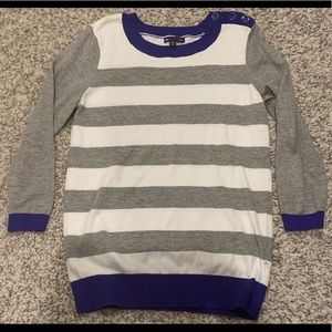 Gap Women XS Gray White Stripe Light 3/4 Sweater